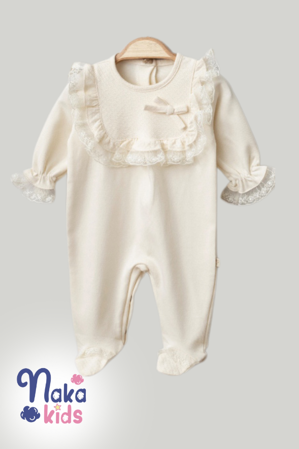 Jakarlı 10 Parça Kız Bebek Hastane Çıkış Seti-Krem