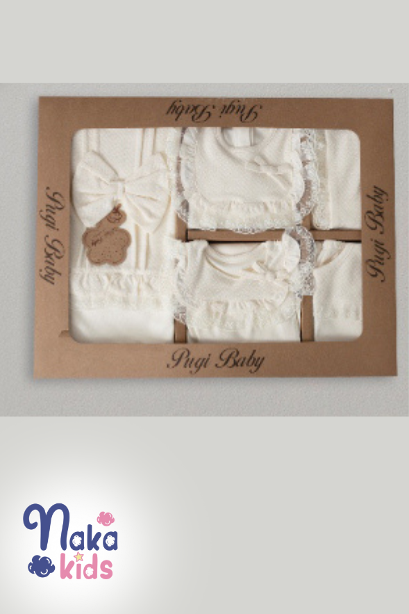 Jakarlı 10 Parça Kız Bebek Hastane Çıkış Seti-Krem