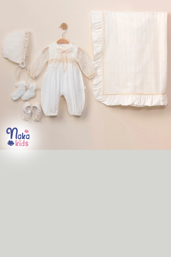 5’li Dantelli Müslin Kız Bebek Hastane Çıkış Seti