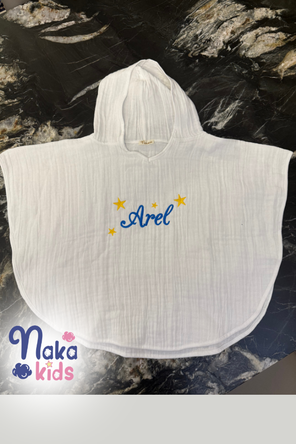 İsim Nakışlı Bebek Müslin Havlu Panço